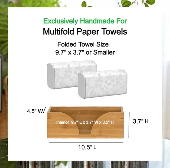 Dispensador/soporte de toallas de papel plegadas de bambú múltiples para encimera