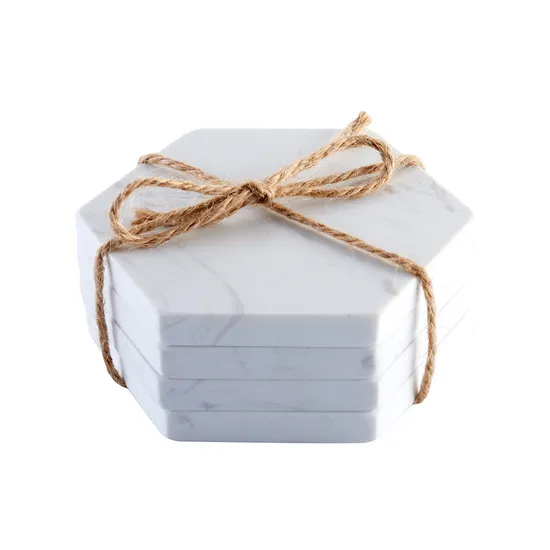 Juegos de posavasos de mármol redondos blancos multiusos para bebidas calientes y centros de mesa decorativos