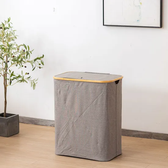 Cesta de lavandería de tela de bambú cubierta y a prueba de polvo, simple y moderna, para almacenamiento