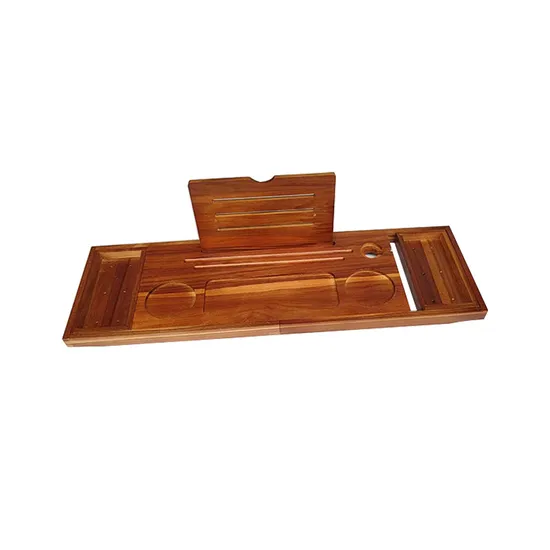 Organizador de ducha de madera de teca ajustable, estante de baño extensible, bandeja Caddy para bañera