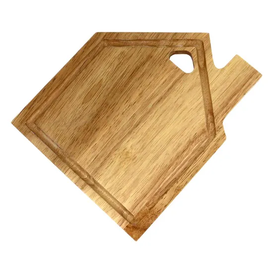 Tabla para servir de madera de acacia Houseshape, tabla para cortar frutas con orificio para colgar