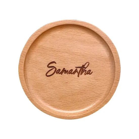 Posavasos de madera de haya redondos y cuadrados grabados personalizados para regalos personales