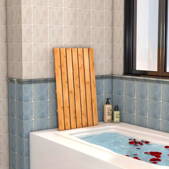 Alfombra de baño de bambú antideslizante resistente y gruesa para ducha de lujo