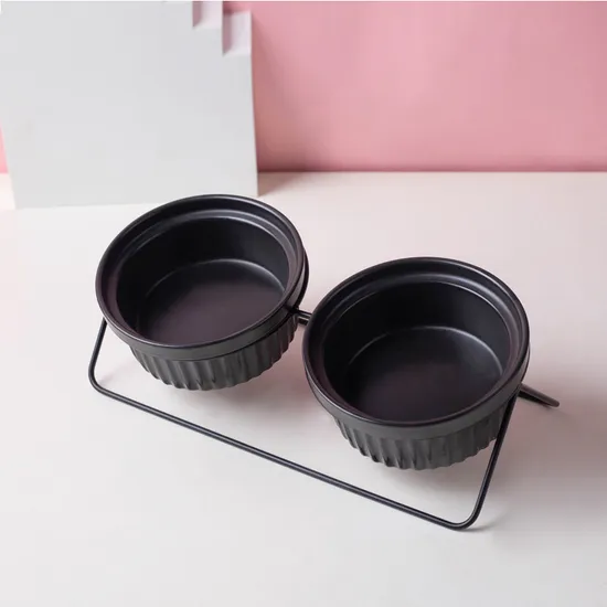 Cuenco de cerámica negro para alimentación de mascotas, cuenco para comida, cuenco para aperitivos para uso doméstico
