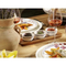 Cuenco vendedor caliente para servir con bandeja de madera y tapa de vidrio abovedado para cuenco de postre de cerámica para aperitivos de frutas