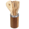 Home Basics Juego de utensilios de cocina de bambú con soporte