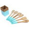 Home Basics Juego de 7 utensilios de bambú coloridos con soporte