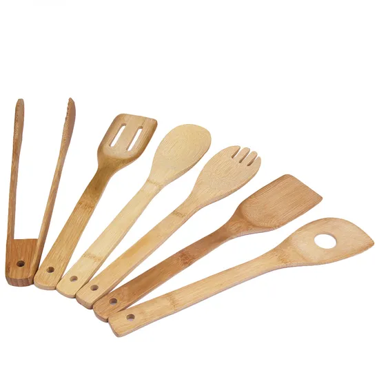 Juego de utensilios de cocina de bambú antiadherentes y portátiles para barbacoa
