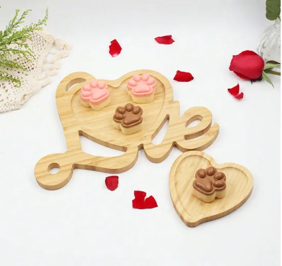 'Amor' Platos de bambú en forma de corazón Bandeja de servicio de bambú para regalo