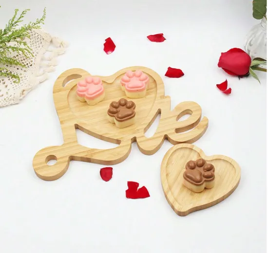 'Amor' Platos de bambú en forma de corazón Bandeja de servicio de bambú para regalo