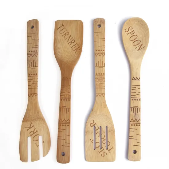 Espátula de bambú de la cuchara de la bifurcación de la etiqueta privada para cocinar de la cocina