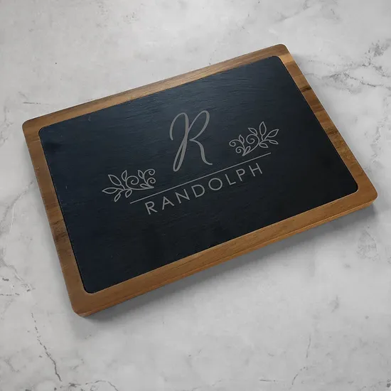 Tabla de quesos de madera de pizarra grabada personalizada