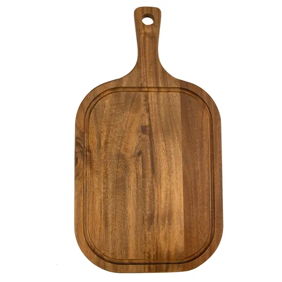 Bandeja para servir alimentos de madera de acacia con ranura DIP