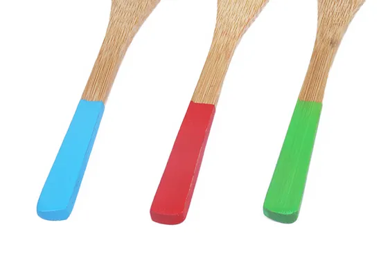 Tenedor de camping de bambú para bebé con mango colorido