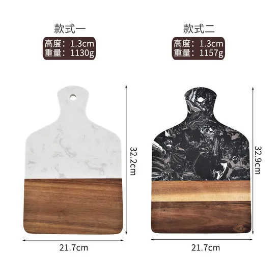 Tabla de servir de madera de mármol blanco/negro para queso/embutidos/bocadillos