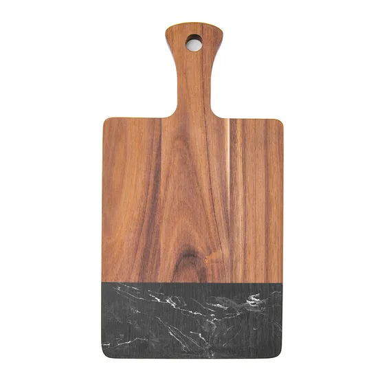 Tabla de cortar queso duradera de mármol y madera con orificio para colgar