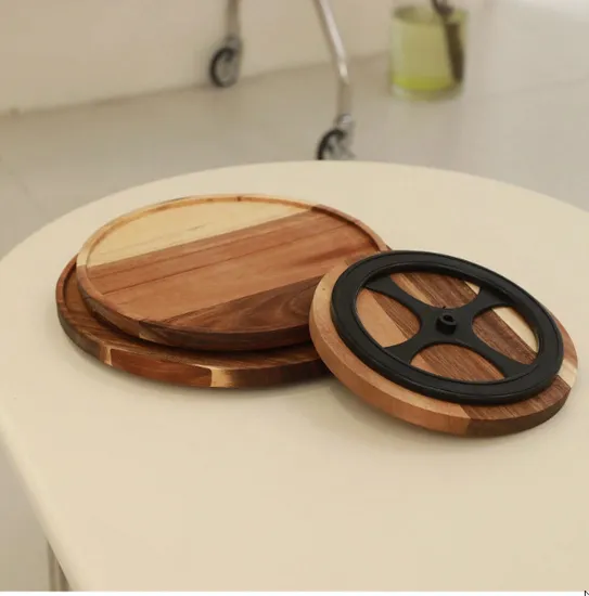 Juego de platos giratorios de madera de Acacia para servir Lazy Susan para comida