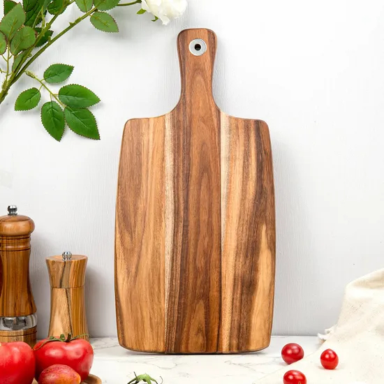 Productos de cocina al por mayor Tabla de cortar queso de madera de Acacia con mango