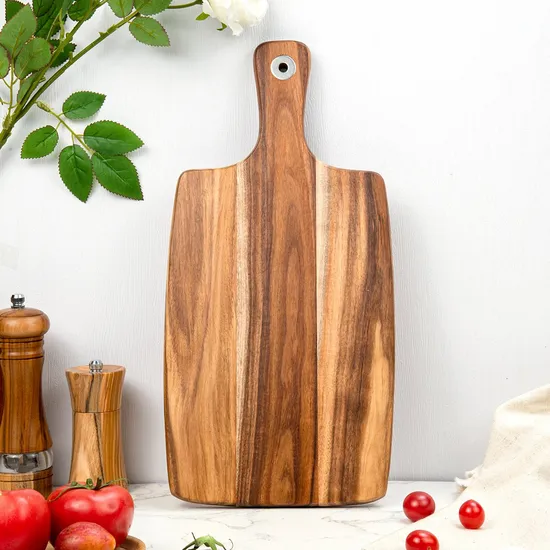 Productos de cocina al por mayor Tabla de cortar queso de madera de Acacia con mango