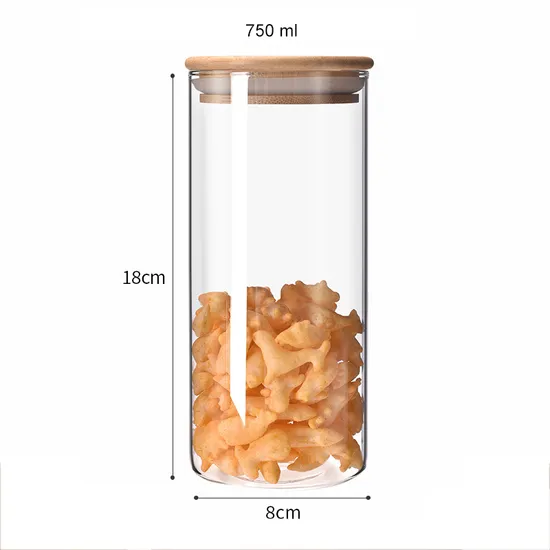 Botes de cocina, tarros de cristal para almacenamiento de alimentos con tapas de madera de bambú para contenedores de dulces de azúcar, conjunto