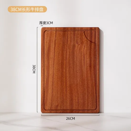 Juego de tablas de cortar rectangulares de madera de ébano con ranura para jugo