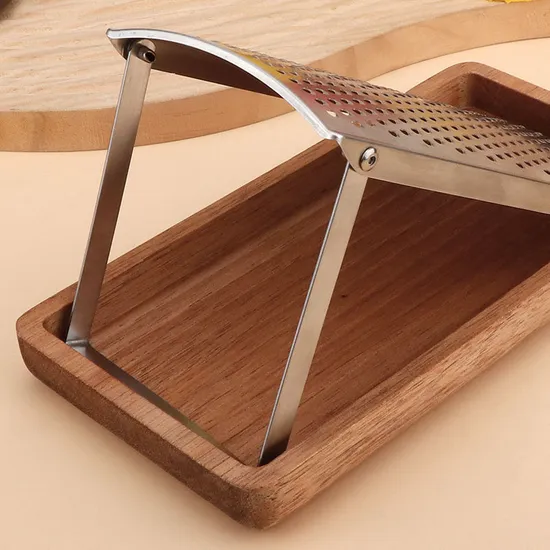 Nuevo Rallador Removalbe de acero inoxidable con caja Base de madera para queso/limón