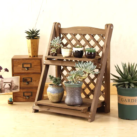Escalón plegable de madera maciza de múltiples capas, tipo estante para flores para sala de estar y balcón
