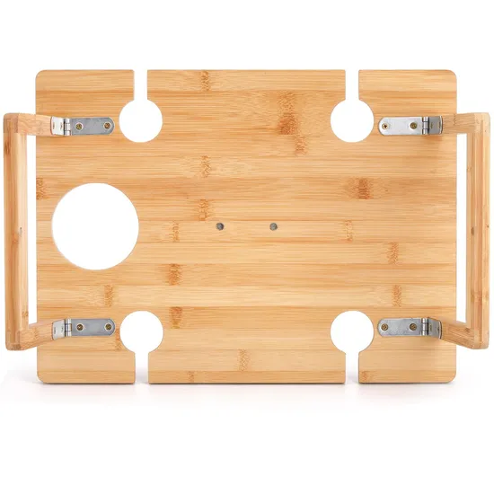 Mesa de picnic de bambú rectangular plegable para vino para exteriores