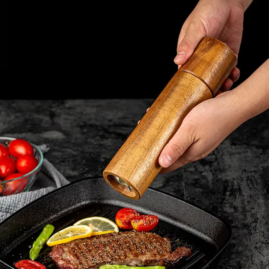 Juego de molinillo de sal y pimienta de madera de Acacia para electrodomésticos de cocina