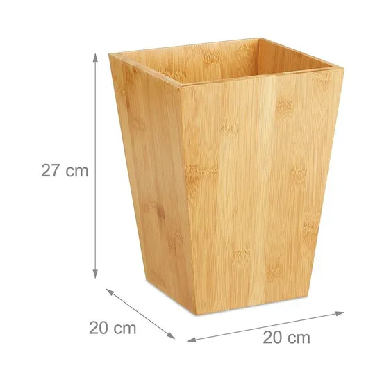 Bote de basura de bambú cuadrado creativo/papelera de oficina/bote de basura para sala de estar y baño
