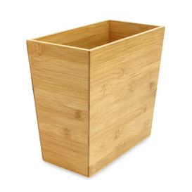 Cesta de basura de bambú abierta rectangular para el hogar