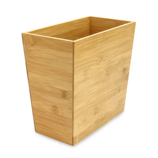 Cesta de basura de bambú abierta rectangular para el hogar