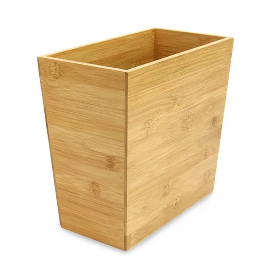Cesta de basura de bambú abierta rectangular para el hogar