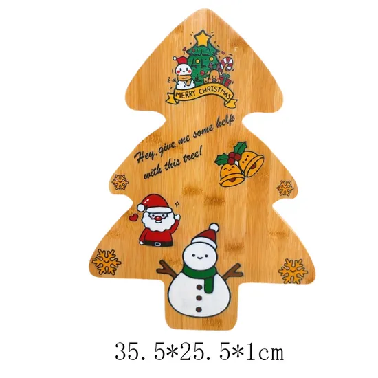 Tablero de bambú de encargo del queso del tablero de la porción de la tabla de cortar de la forma del árbol de navidad