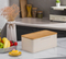 Caja de pan rectangular de Metal, contenedor de almacenamiento de pan con tapa de madera y rejilla