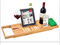 Estante de baño de bambú antideslizante multifuncional retráctil, estante para bañera con soporte para vino tinto