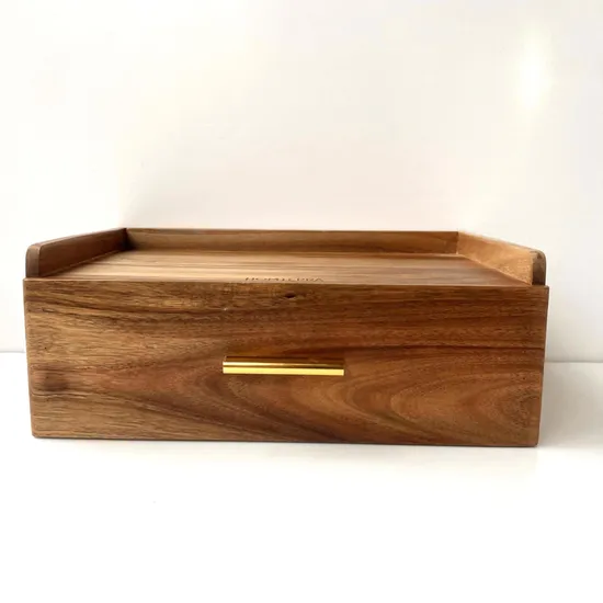 Caja de almacenamiento personalizada del juego de té de la caja del cajón de la caja de almacenamiento del café de madera del Acacia