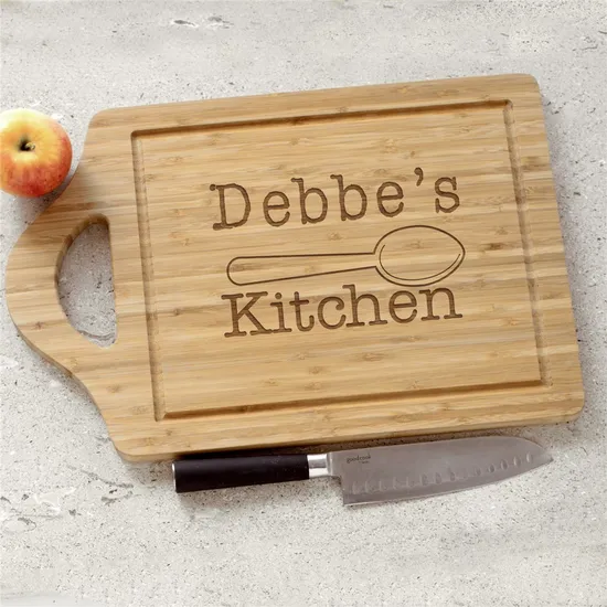 Juego de 2 tablas de cortar de madera de bambú personalizadas rectangulares de doble cara para carne/frutas/verduras