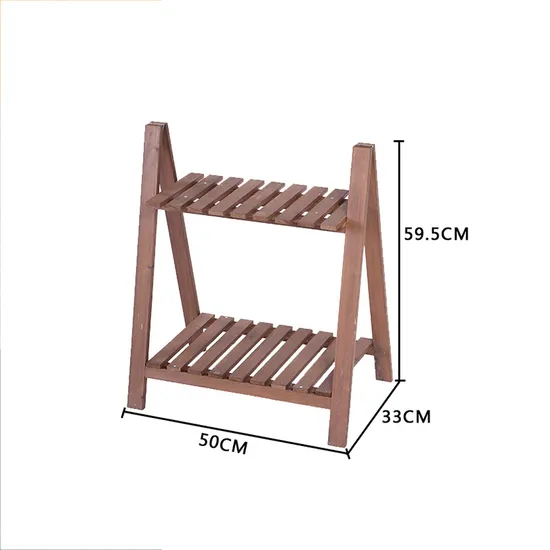 Escalera plegable de 2 niveles, soporte de madera para plantas, exhibición de macetas de madera para jardín