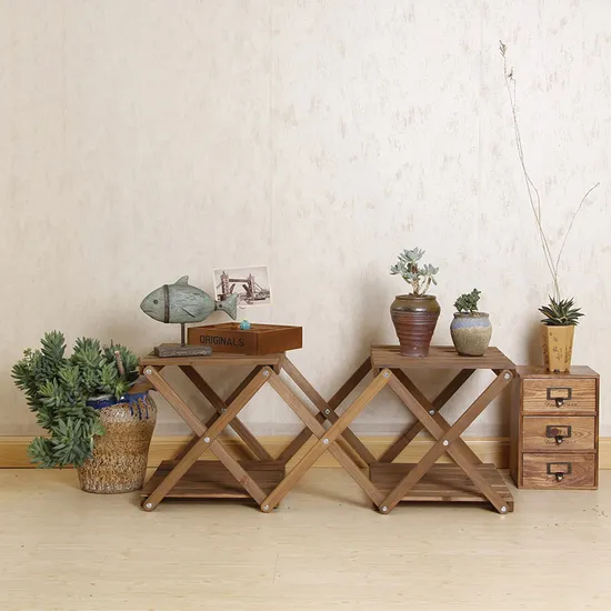 Estante plegable de madera para almacenamiento de flores, estante para macetas, 4 niveles