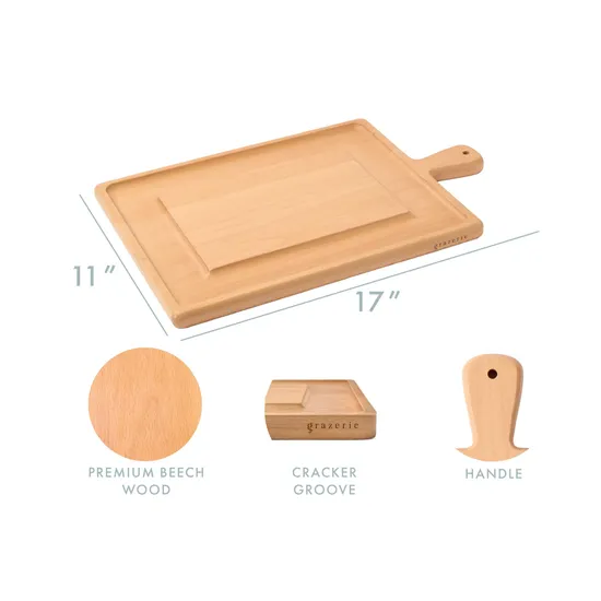 Tablero de embutidos de madera de haya con forma de paleta