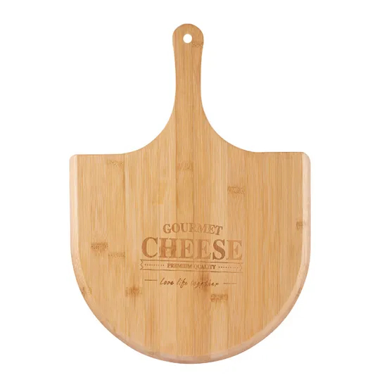 Tabla de servir para cortar pizza de bambú de 15,7x11,2 pulgadas