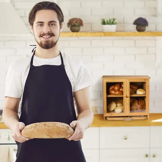 Caja de pan de bambú multifuncional de 2 capas con tabla de cortar para encimera de cocina y panadería