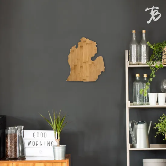 Tabla de servir de bambú personalizada con diseño en forma de pizarra para frutas