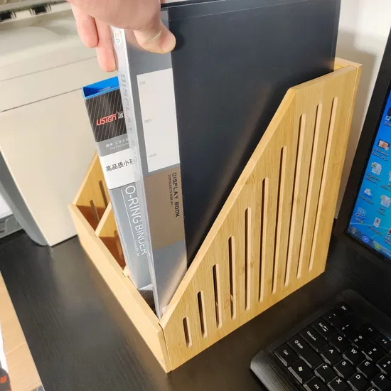 Soporte de bambú para escritorio para libros, estante de almacenamiento, estante de partición, estante para libros, estante para documentos de oficina