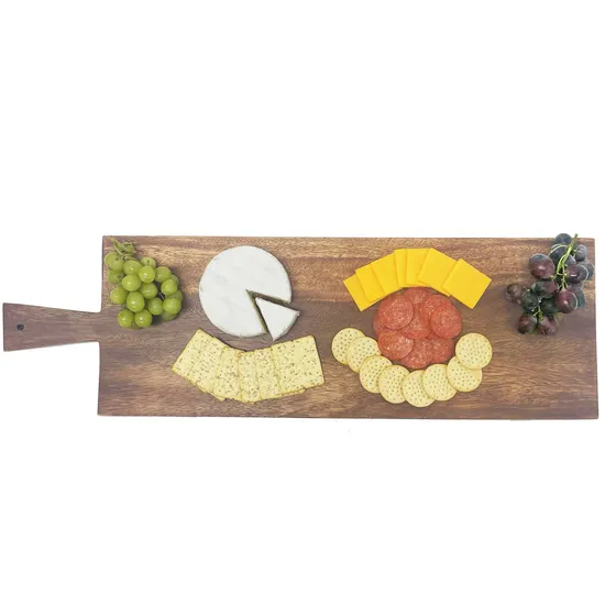 Bandeja de servicio personalizada de madera de acacia grabada con láser y asas