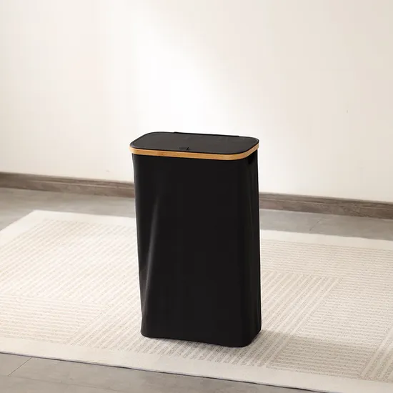 Cesto plegable para ropa sucia, impermeable, de gran capacidad, con marco de bambú, tela Oxford