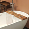 Bandeja extensible de lujo para bañera de madera de acacia con soporte para vino y soporte para libros