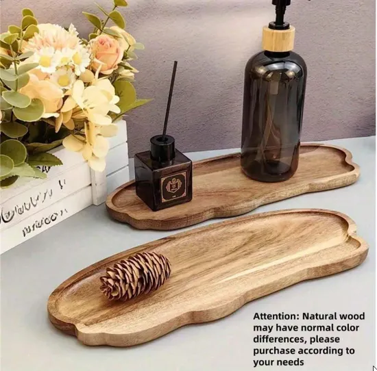 Bandejas para servir de madera de acacia Incha de 11,9x4,1 para decoración del hogar, comida y embutidos