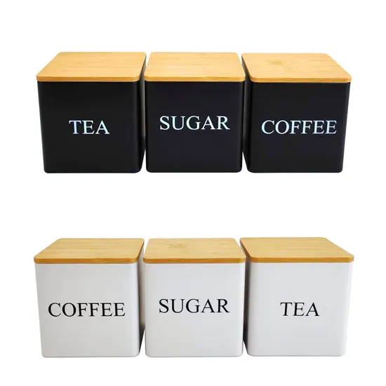 Juego de botes de cocina con tapas de bambú para café, té, azúcar